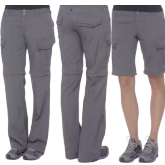 PrAna Monarch Convertible Gray Cargo Hiking Pants Sz 4 - Picture 1 of 13